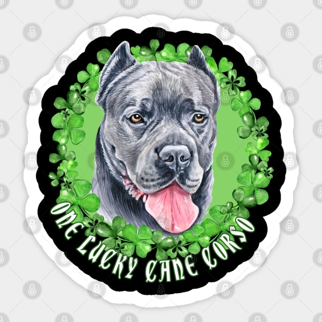 One Lucky Cane Corso Funny St. Patrick Dog Sticker by Sniffist Gang